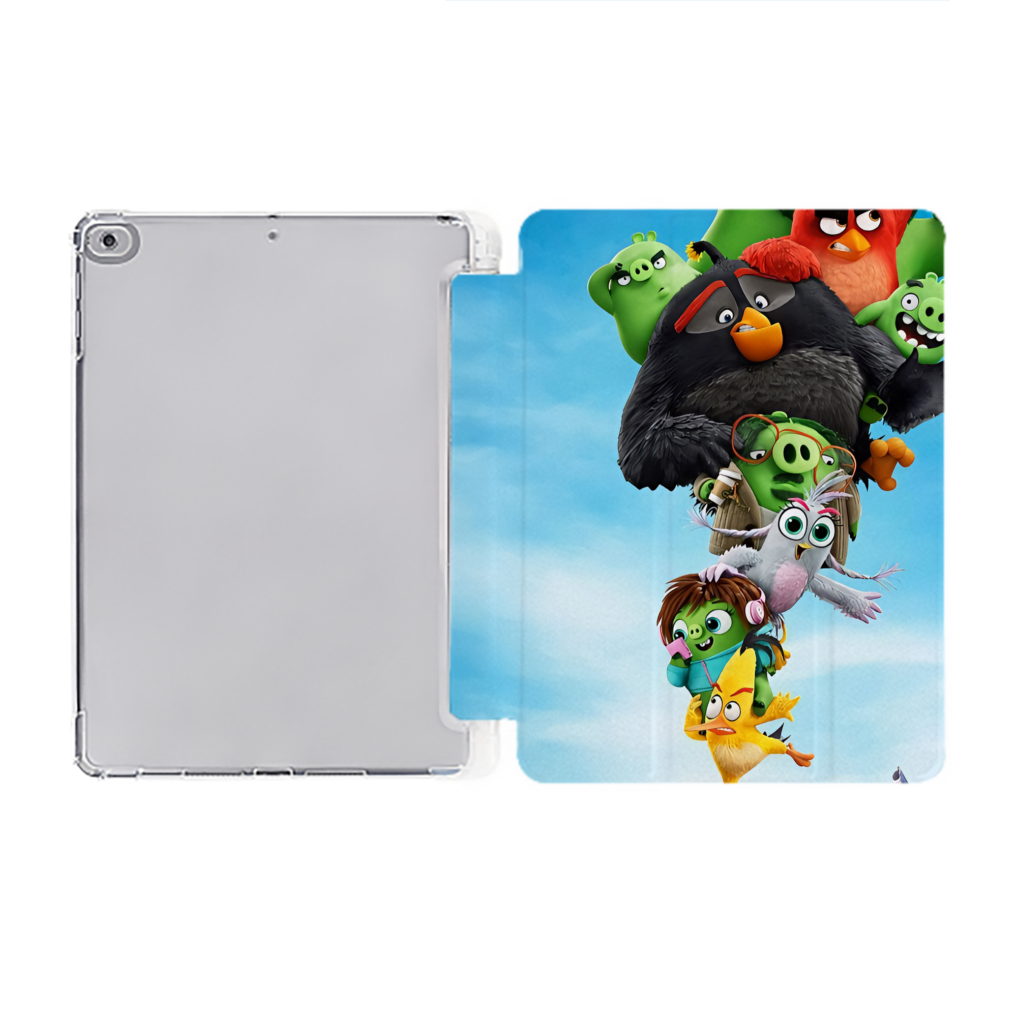 （画像用） Angry Birds アングリーバード IPad ケース ペン収納付き 三つ折りスタンド PUレザー×シリコン 対応機種9.5/10.5/10.9インチ